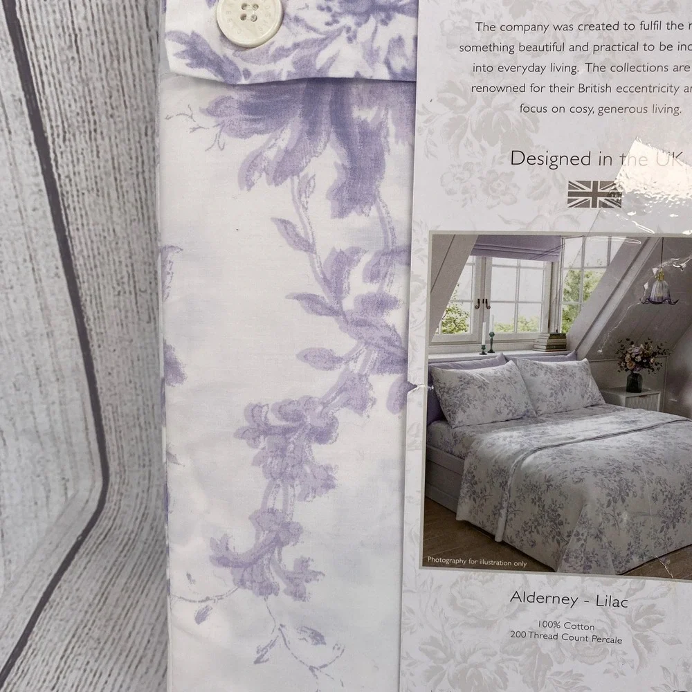Cabbages & Roses Sheet Set Queen Alderney Lilac Floral 100% Cotton Percale